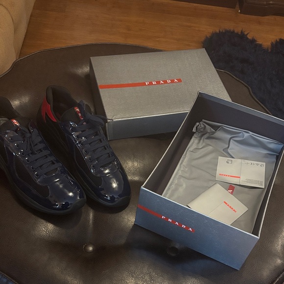 Prada Men's Black and Red Sneakers Size 47 (14 us) - Picture 1 of 10